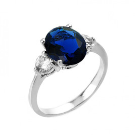 White Gold (LCS) Sapphire and White Topaz Ring