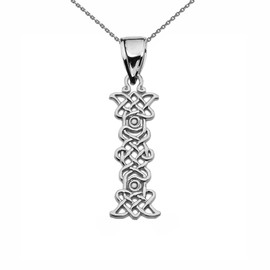 "I" Initial In Celtic Knot Pattern Sterling Silver Pendant Necklace