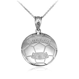 White Gold Soccer Mom Soccer Ball Sports Pendant Necklace