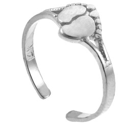 White Gold Footprint Toe Ring