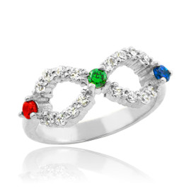 Sterling Silver Infinity CZ Ring with Interchangable Birthstones