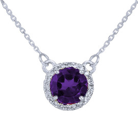 14k White Gold Diamond Amethyst Necklace