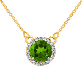 14k Gold Diamond Peridot Necklace