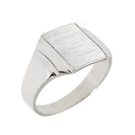 Engravable Solid White Gold Men's Signet Ring