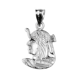 White Gold Diamond-Cut Queen Cleopatra Pendant