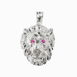 Sterling Silver Diamond Cut Lion Head Charm Pendant