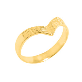 Solid Yellow Gold Diamond-Cut Thumb Ring
