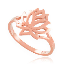 Solid Rose Gold Lotus Flower Ring