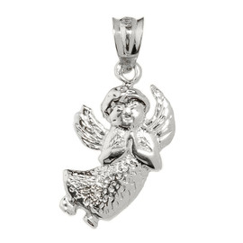 White Gold Angel Charm Pendant