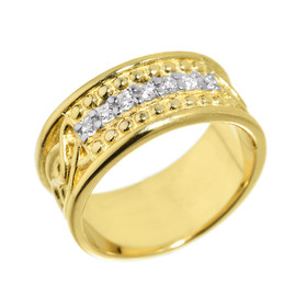 Yellow Gold Celtic Knot Diamond Wedding Band