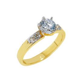Gold Engagement Ring with CZ