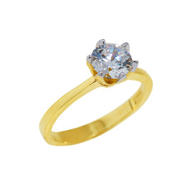 Gold CZ Engagement Ring