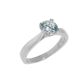 Sterling Silver Ladies Engagement Ring with CZ