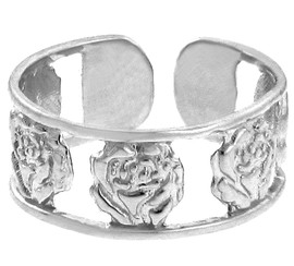 White Gold Roses Toe Ring