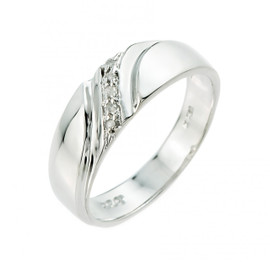 Sterling Silver Ladies Diamond Wedding Band