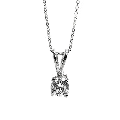 14K White Gold Cubic Zirconia April Birthstone Pendant Necklace