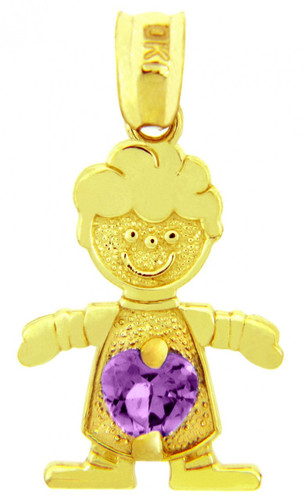 Gold February Amethyst CZ Birthstone Charm