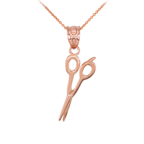 Polished Rose Gold Scissors Pendant Necklace