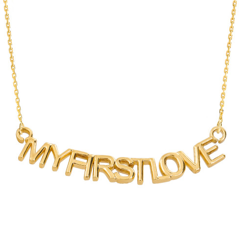 14K Yellow Gold  "MYFIRSTLOVE" Pendant Necklace