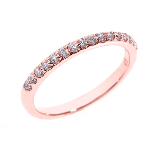 14k Rose Gold CZ Stackable Wedding Band