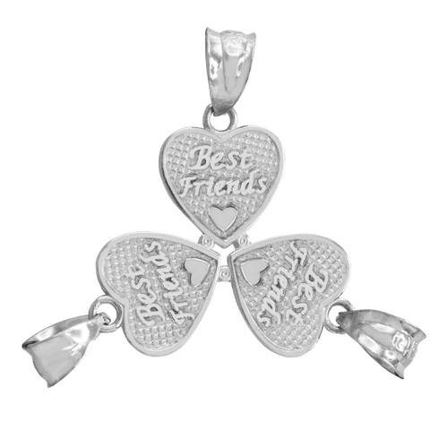 3pc White Gold 'Best Friends' Heart Charm Set