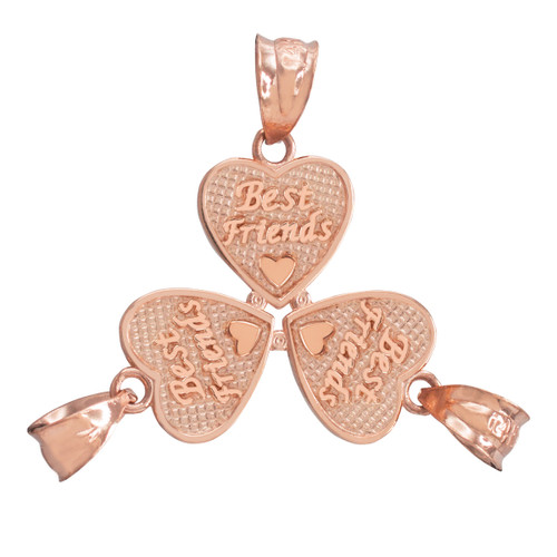 3pc Rose Gold 'Best Friends' Heart Charm Set