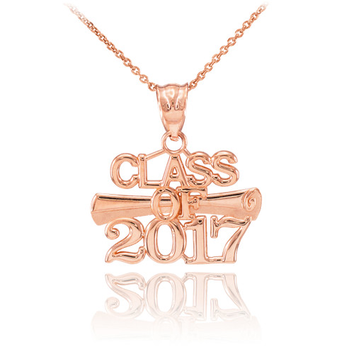 Rose Gold 'CLASS OF 2017' Graduation Charm Pendant Necklace