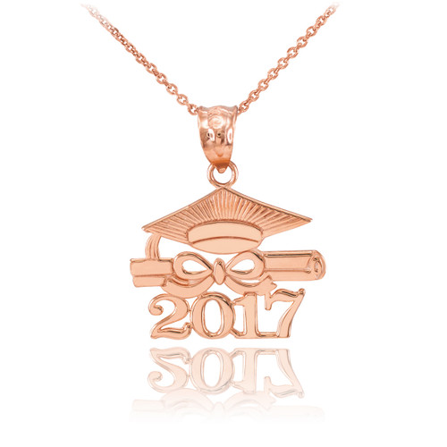 Rose Gold "CLASS OF 2017" Graduation Pendant Necklace