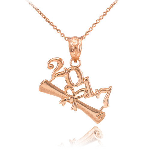 2017 Class Graduation Rose Gold Pendant Necklace