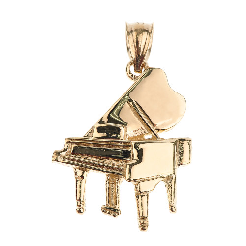 Gold Grand Piano Pendant Necklace