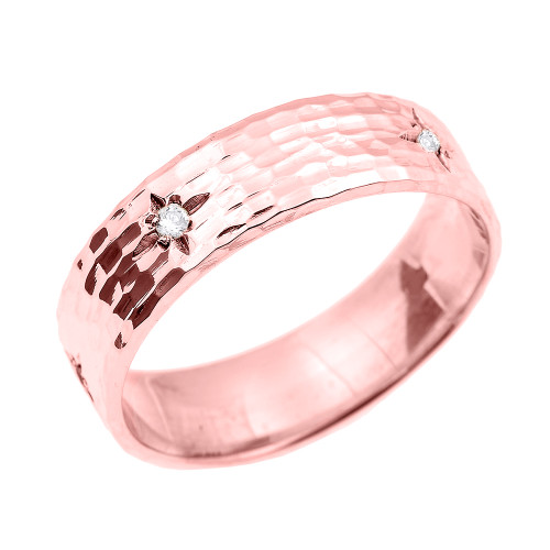 Rose Gold Hammered Diamond Band 7.2 MM