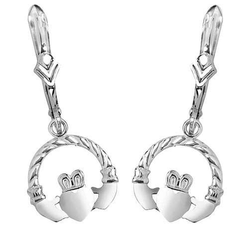 925 Sterling SIlver Leverback Claddagh Earring