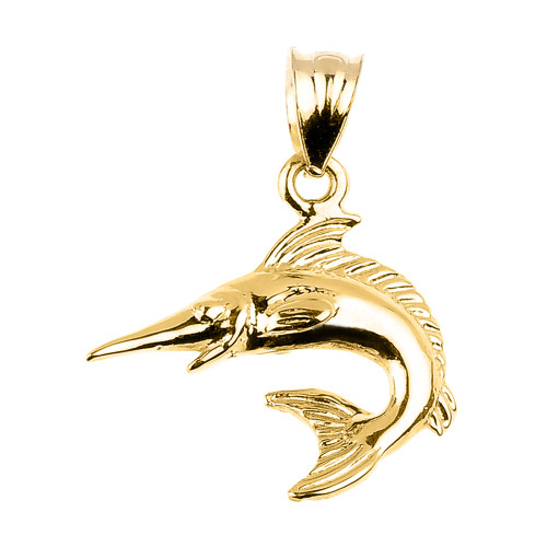 Yellow Gold Swordfish Charm Pendant