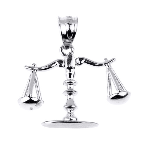 Sterling Silver 3D Scales of Justice Charm Pendant