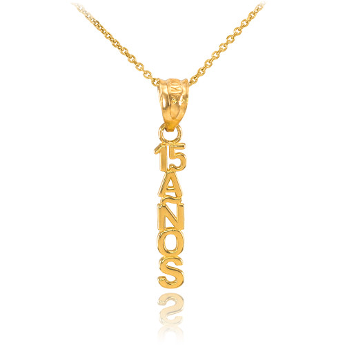 14K Yellow Gold 15 Años Pendant Necklace