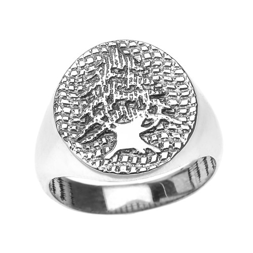 Sterling Silver Lebanese Cedar Tree Men's  Ring