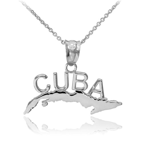 White Gold CUBA  Pendant Necklace
