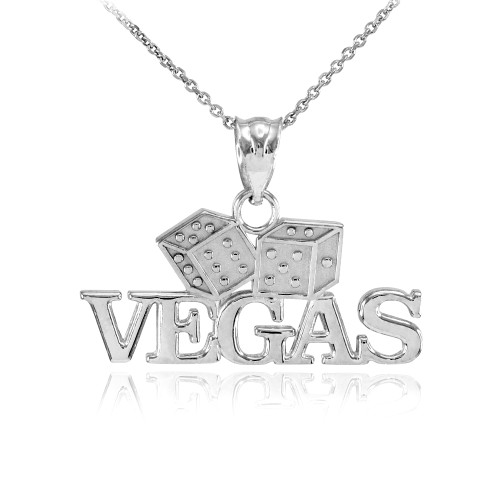 Sterling Silver VEGAS Dice Pendant Necklace