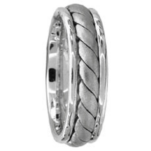 White Gold Wedding Band Hand Braided