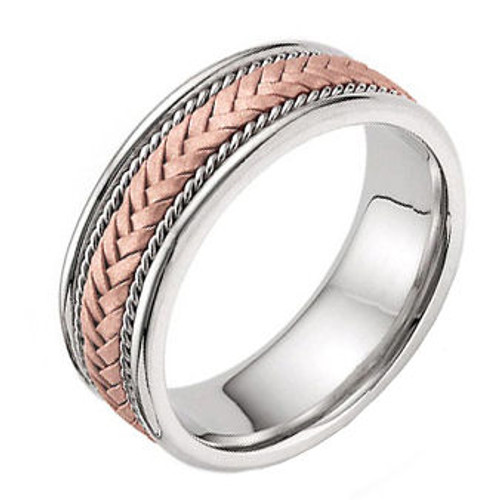 Two-Tone Rose Gold Hand-Braided Wedding Band
