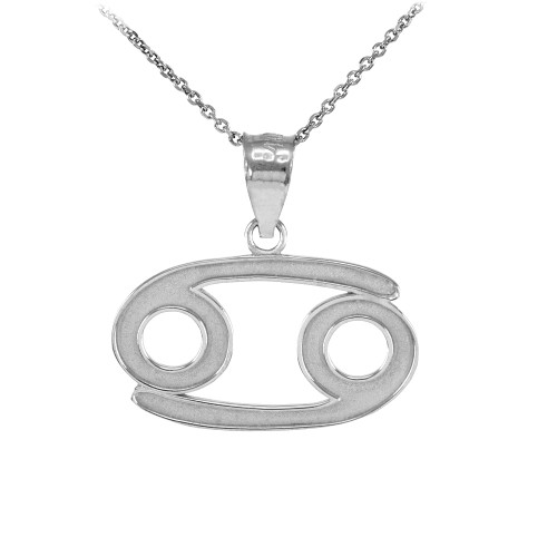 White Gold Cancer Zodiac Sign Pendant Necklace