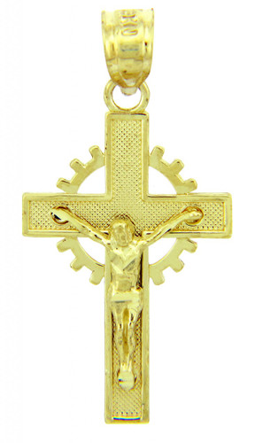 Yellow Gold Crucifix Pendant - The Crown Crucifix