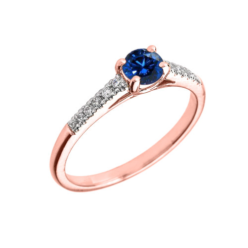 Rose Gold Diamond and Sapphire Engagement Proposal Ring