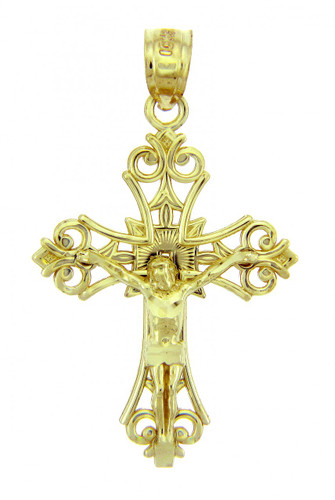 Yellow Gold Crucifix Pendant - The Faith Crucifix