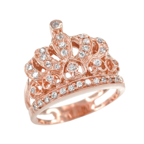 Rose Gold Crown CZ Ring