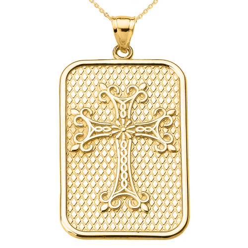 Yellow Gold Armenian Apostolic Cross Pendant Necklace