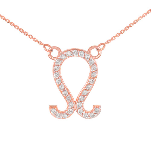 14K Rose Gold Leo Zodiac Sign Diamond Necklace