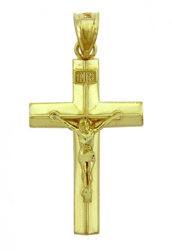 Yellow Gold Crucifix Pendant - The Line Crucifix