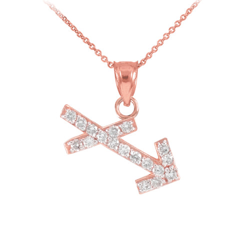 14K Rose Gold Sagittarius Zodiac Sign Diamond Pendant Necklace