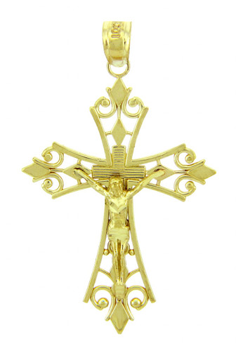 Yellow Gold Crucifix Pendant - The Worship Crucifix